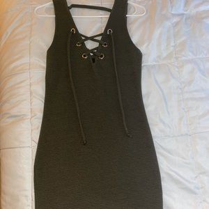 FUN forest green dress, Crisscross accent
